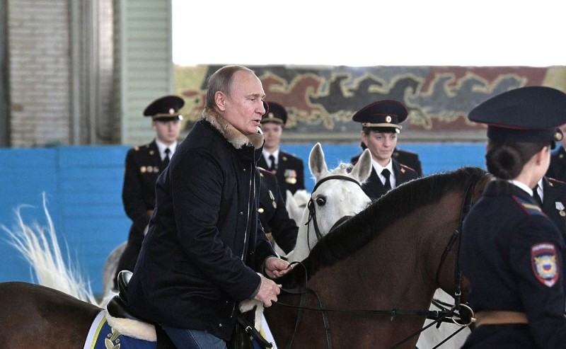 Строптивый конь повез Путина задом наперед, но президент его укротил