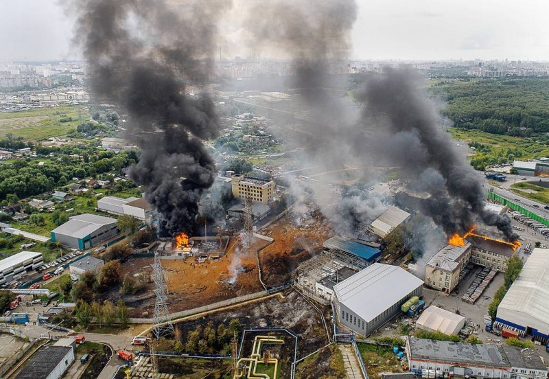 Пожар рядом с ТЭЦ "Северная" в Мытищах. Фото